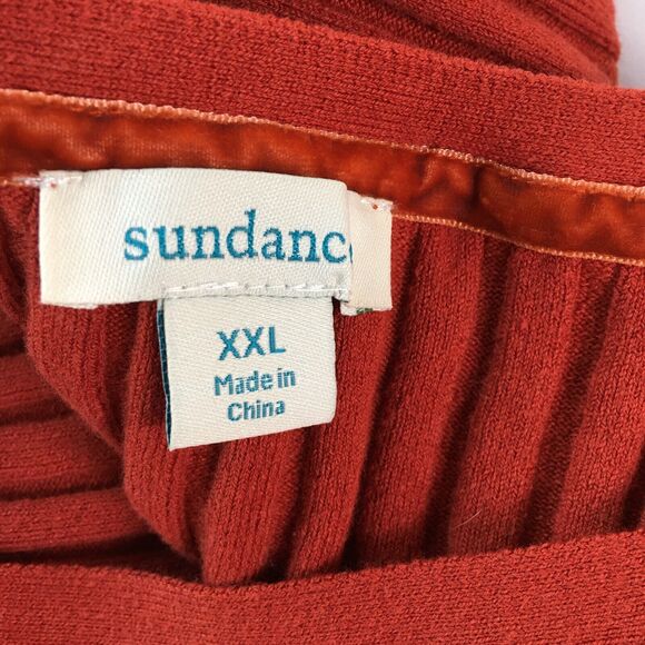 Sundance Sweater Red Orange V Neck Ribbed Knit Organic Cotton Blend Women’s XXL - Picture 2 of 16